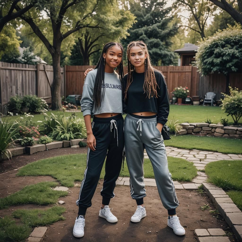 Friends Taking Selfie in Beautiful Backyard