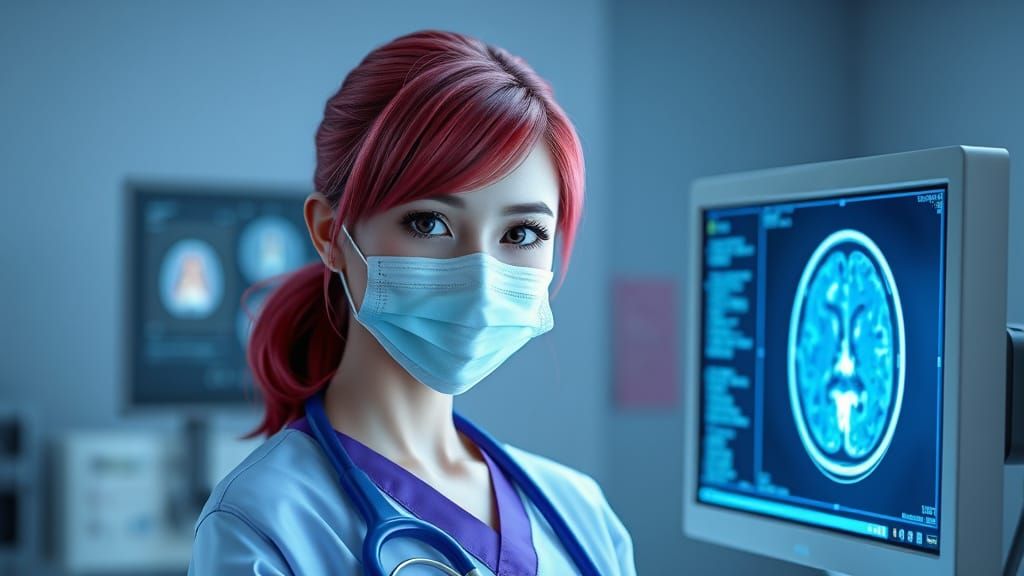 Anime Portrait of a Doctor with Brain Scan