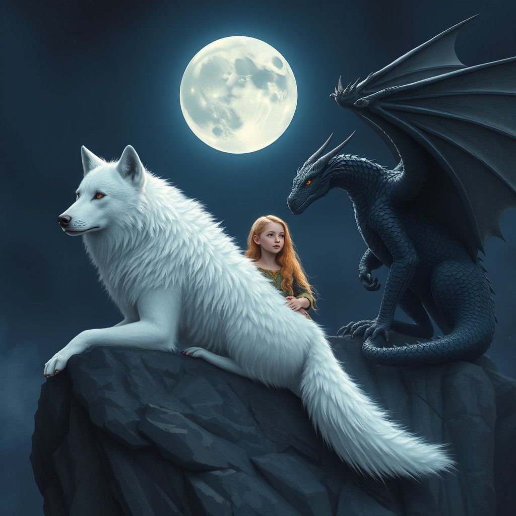 Fantasy Trio Gazing at the Moon