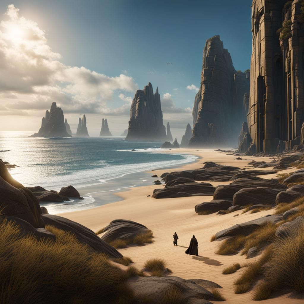 Jedi on Granite Coast: Star Wars Beach Scene