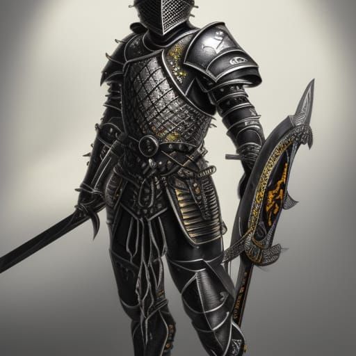 Medieval Knight in Intricate Armor, Realistic Poster Art