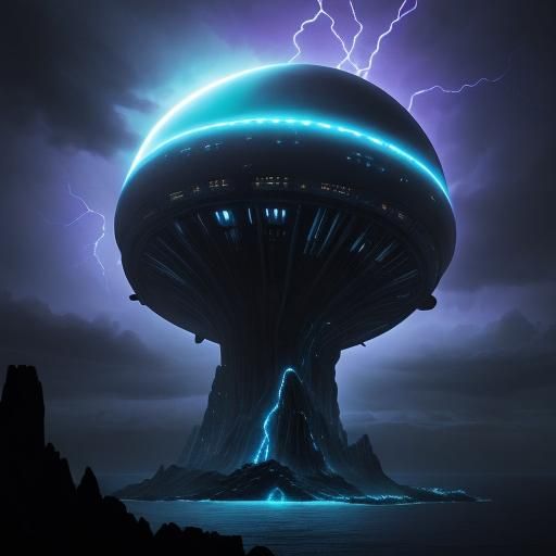 Eye-Shaped UFO Descends in Deep Sea Storm