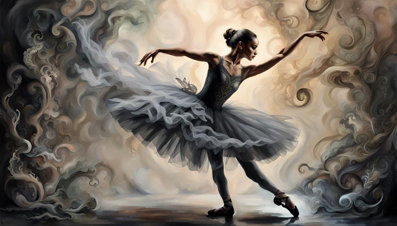 Ballerina's Dance in Smoky World: Intricate Detail