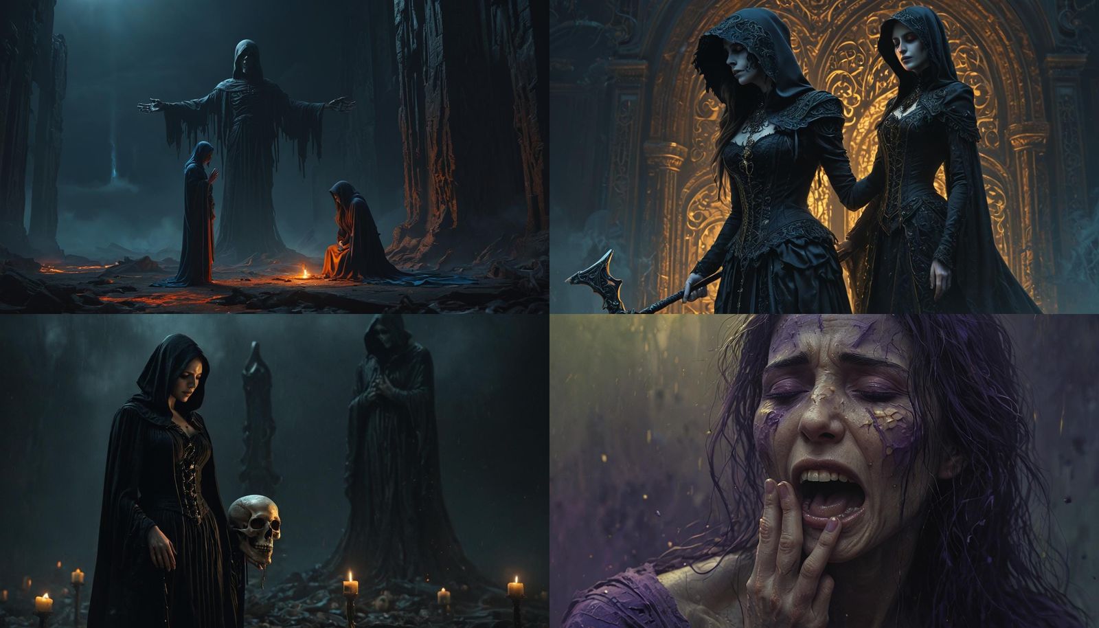 Woman Confronts Death in Detailed Fantasy Art