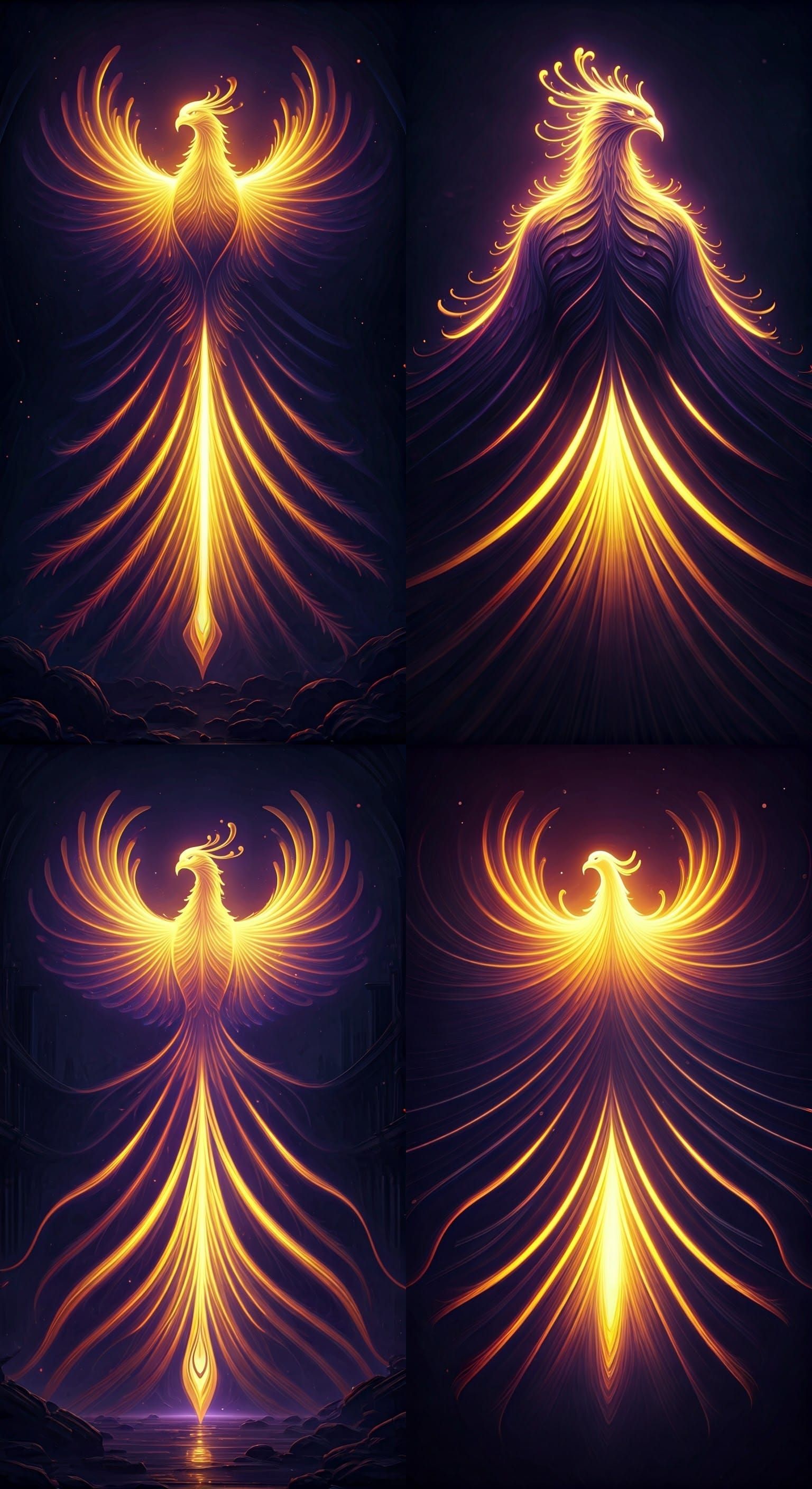 Phoenix of Light in Dark Fantasy Style