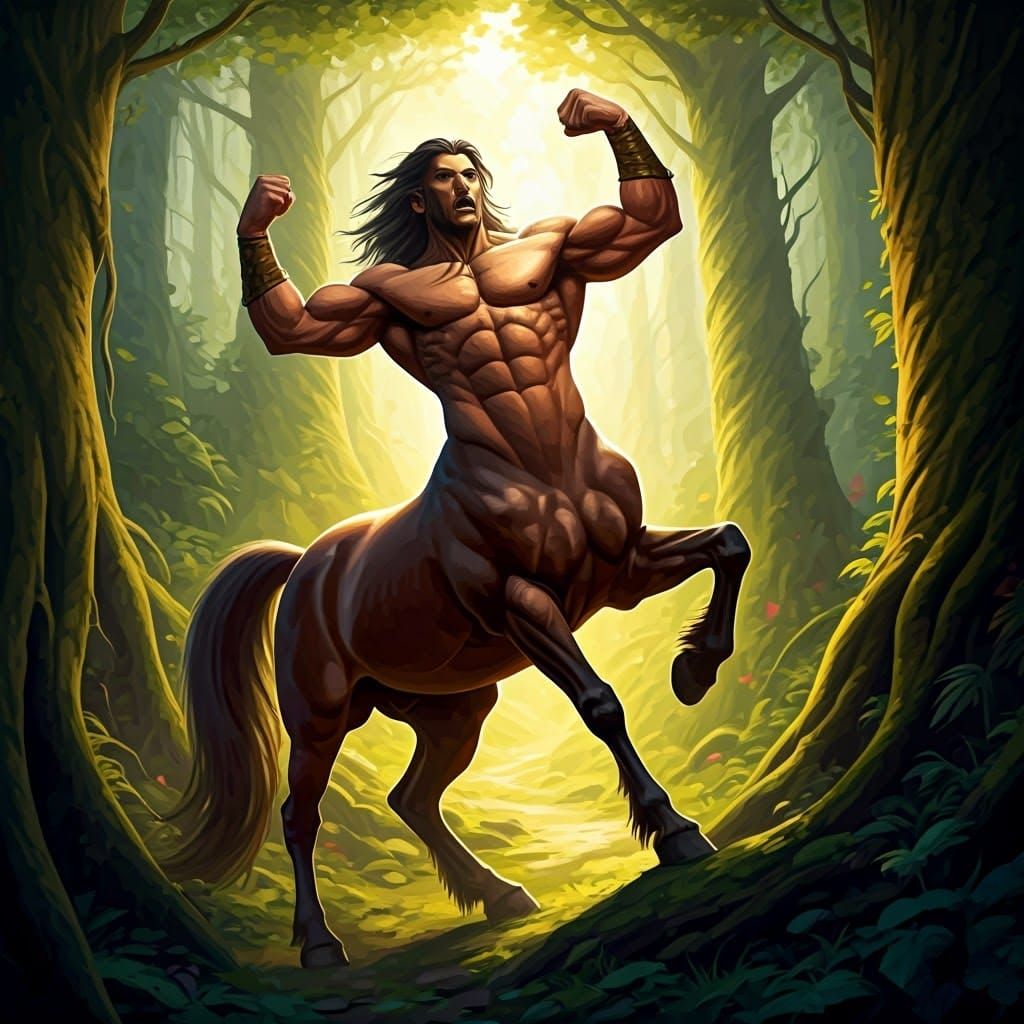 Majestic Centaur Displaying Strength in Forest Landscape