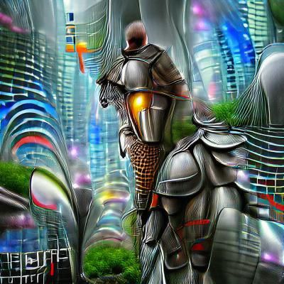 Futuristic Knight in Detailed Fantasy Digital Art