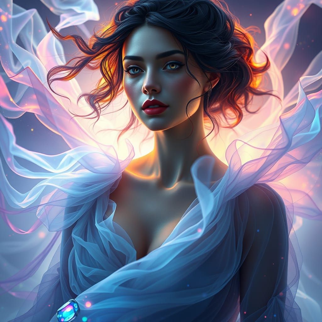 Mystical Woman in Ethereal Aura Concept Art