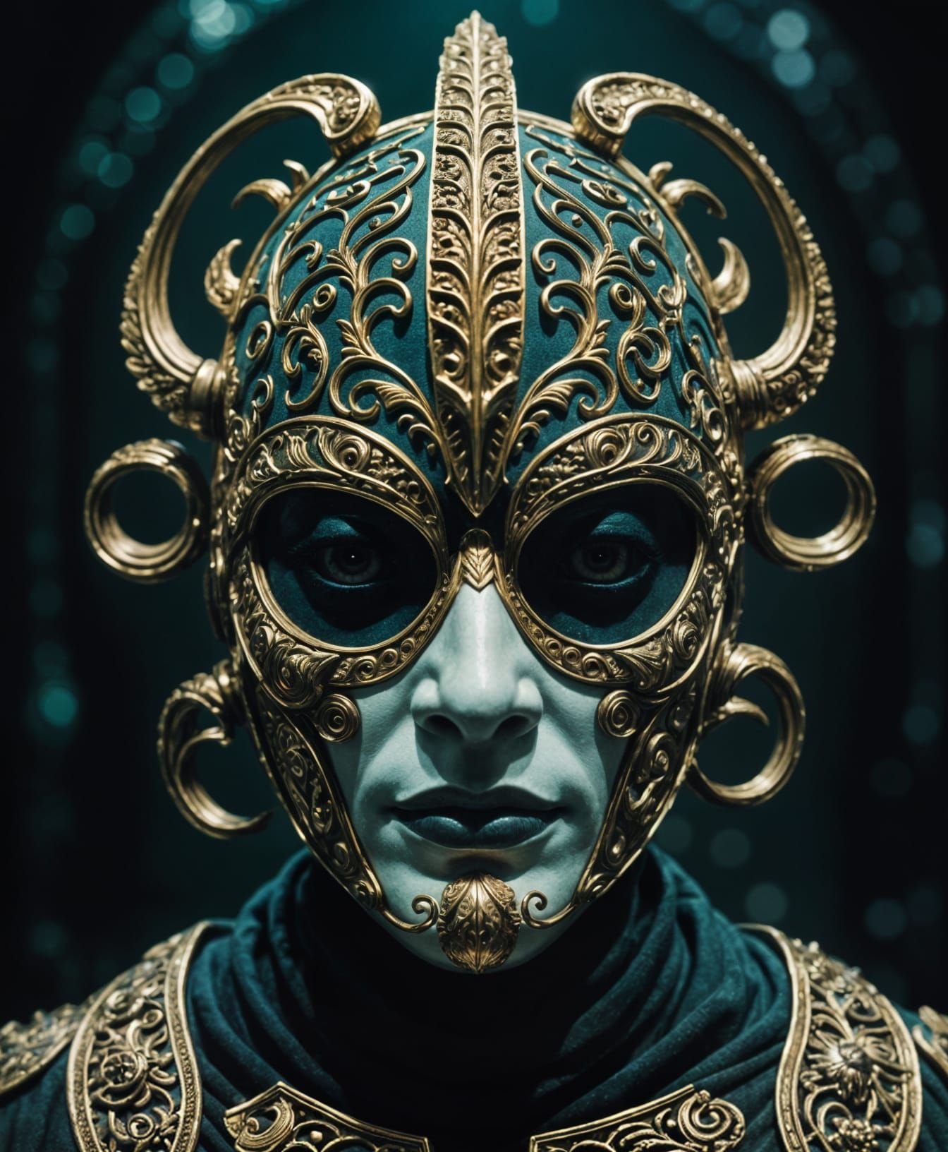 Ornate Mask Representing Duality of Human Mind