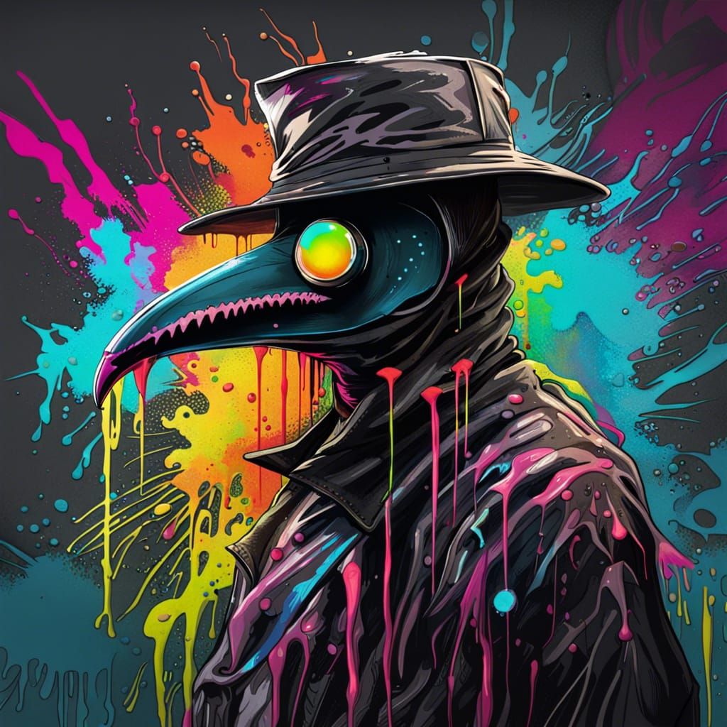 Plague Doctor in Graffiti Splash Art Style