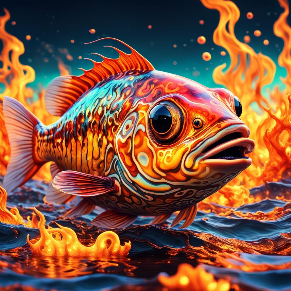 Burning Ocean: A Surreal Digital Art Masterpiece