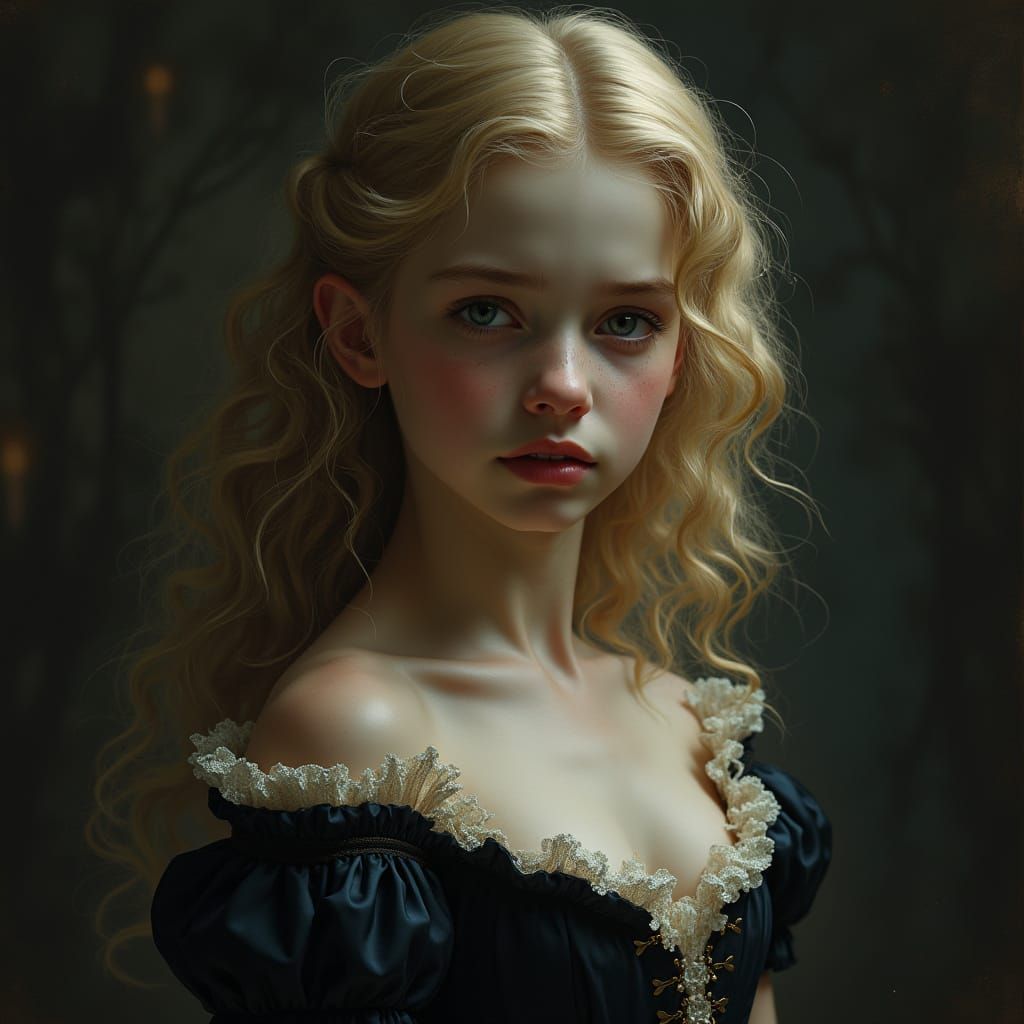 Gothic Vampire Girl in 18th Century Dress