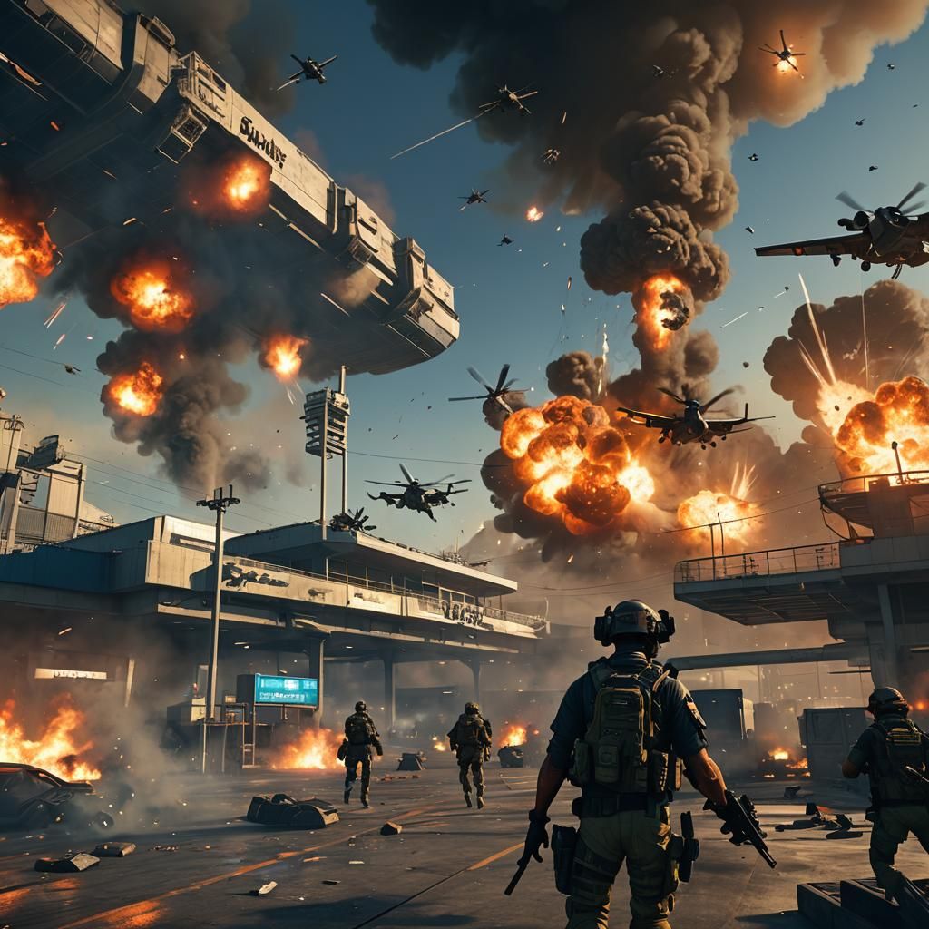 Los Santos Airport Invasion: Cinematic Concept Art