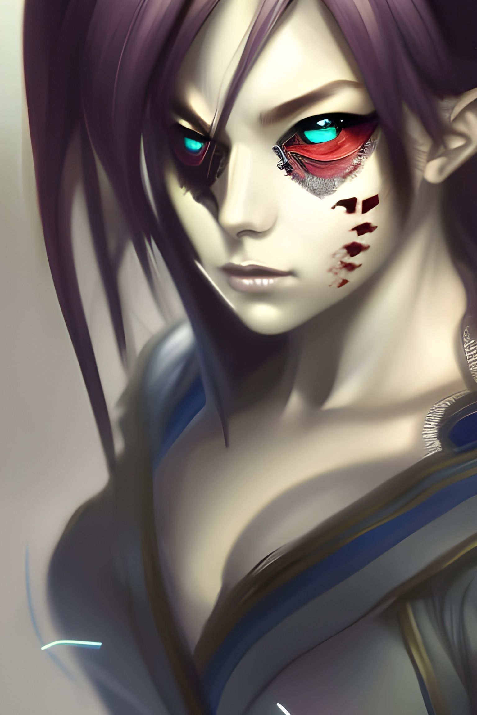 A hot anime gaming girl, oni Mask off