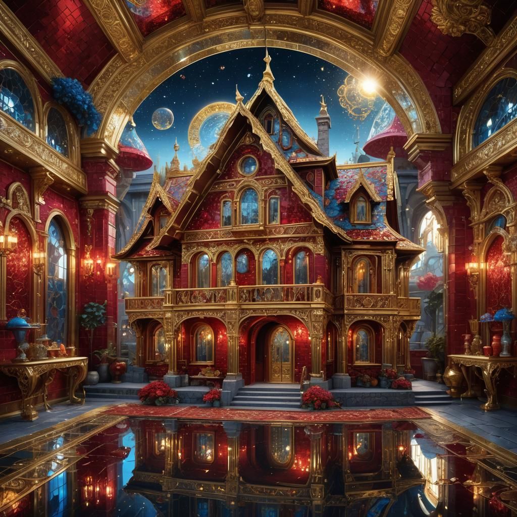 Opulent House of Mirrors and Ruby Beads
