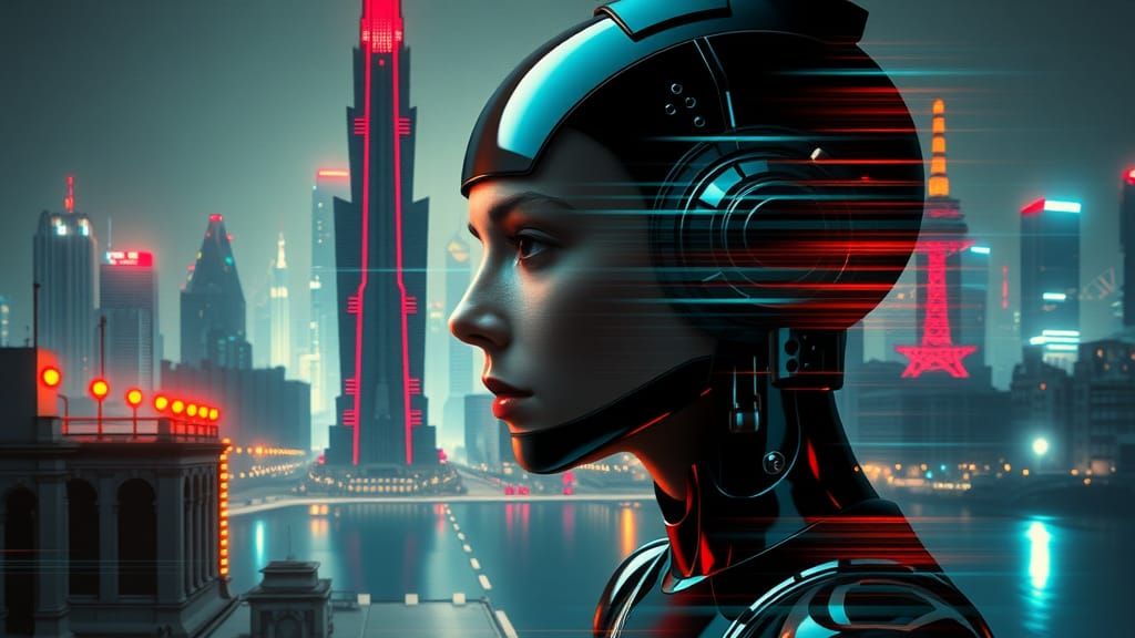 Metropolis Poster Art: Machine-Man Transformation in Retro-F...