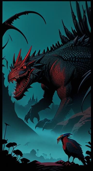 Cinematic Jabberwocky in Expressionist Film Noir Style