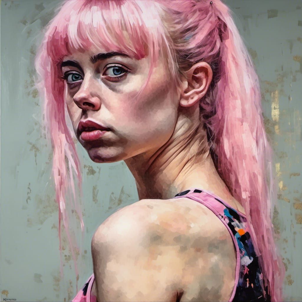 Striking Portrait of a Young Woman in Collage Style