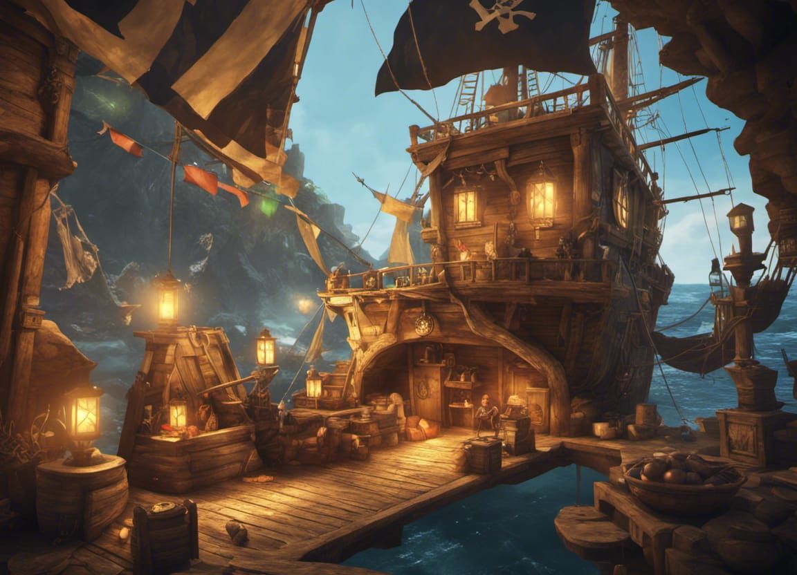 Pirate Hideout Concept Art in 8K Resolution