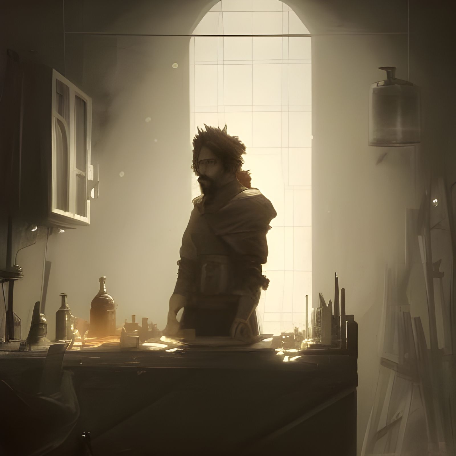 Barber Surgeon Pencil Sketch in Dark Fantasy Style