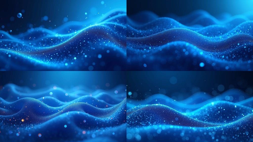 Luminous Blue Gradient Waves Wallpaper with Fractal Patterns