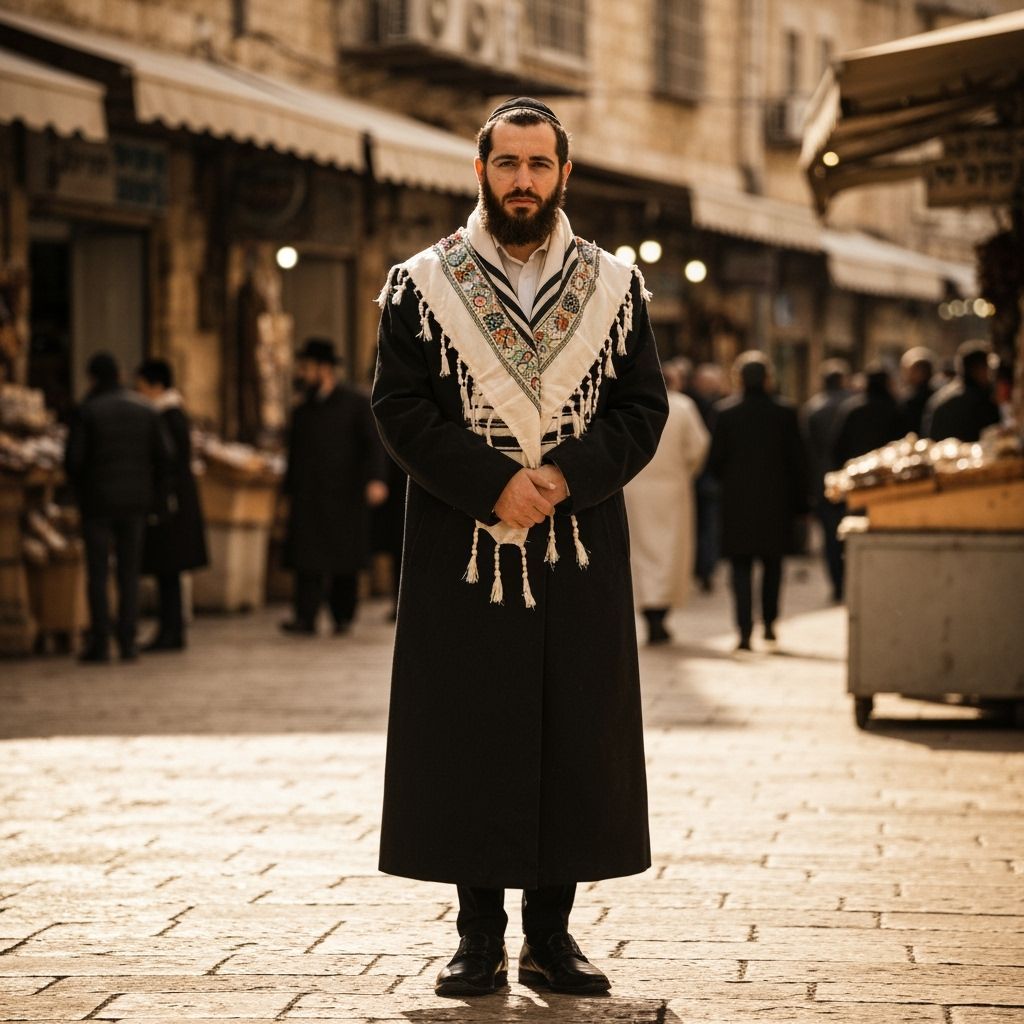 Hasidic Man Silhouette in Jerusalem at Twilight
