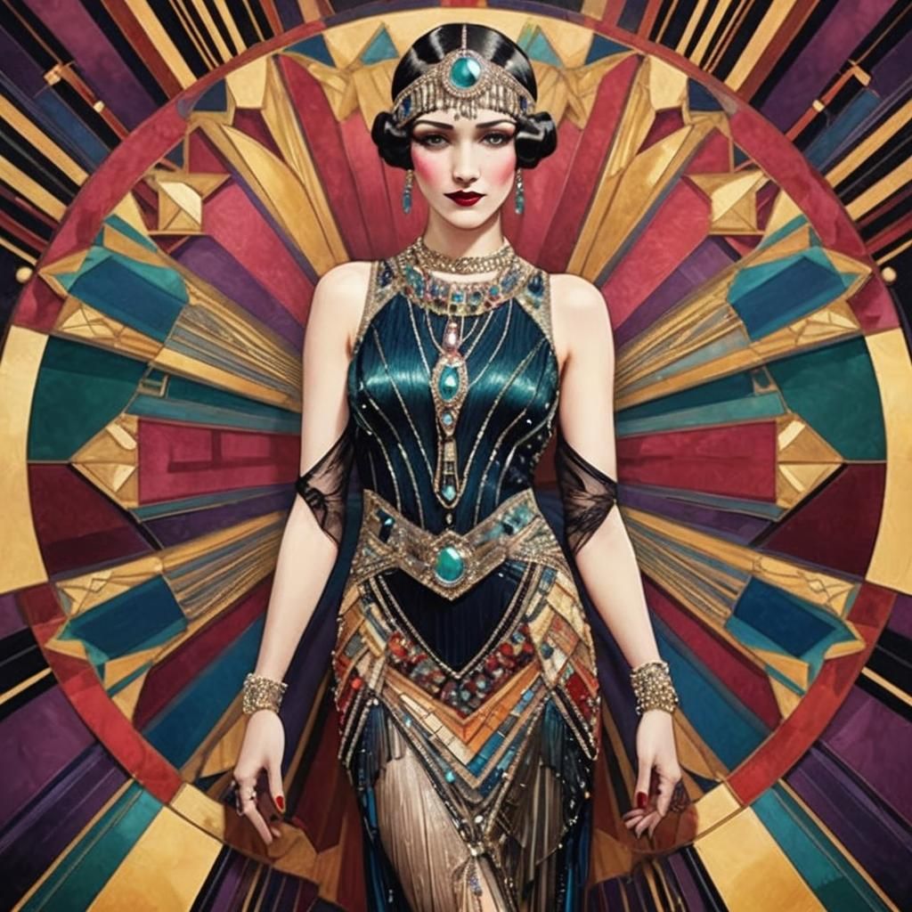 Glamorous Flapper in Art Deco Style