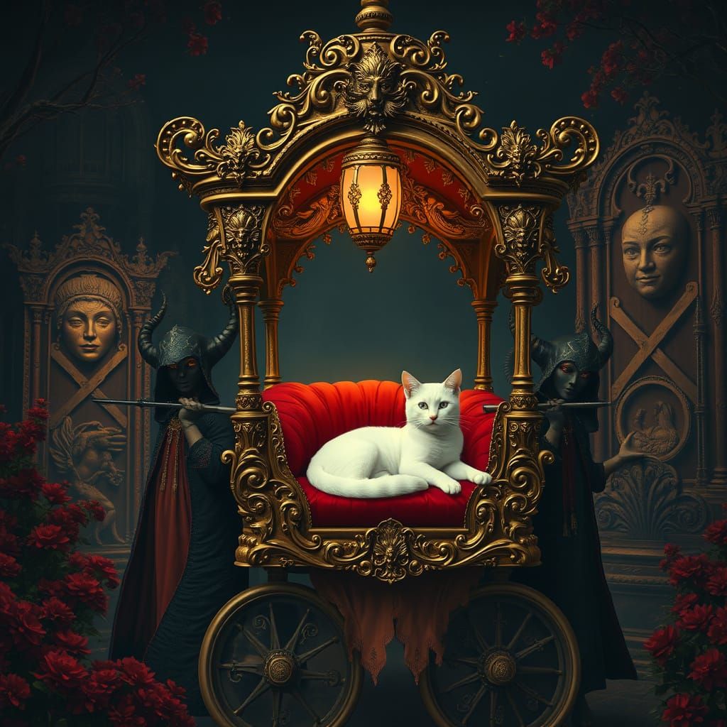 Baroque Princess Cat in a Mystical Garden