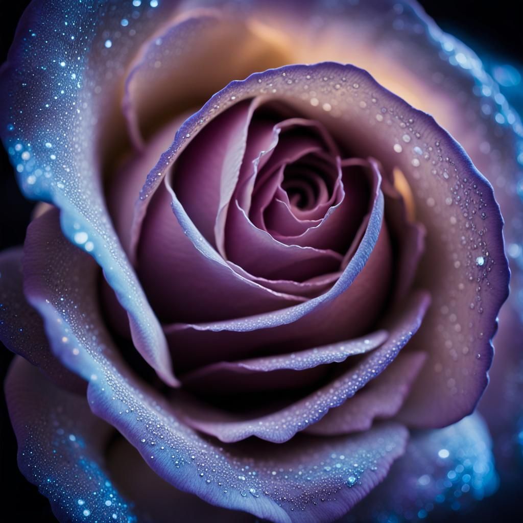 Enchanted Blue Rose in Ethereal Starlight