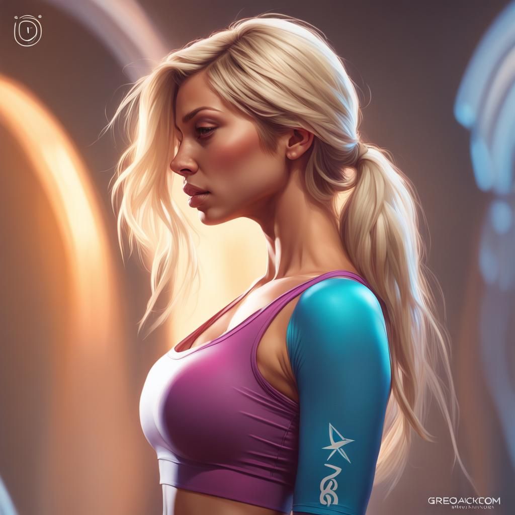Blonde in Yoga Pants: Hyperdetailed Portrait