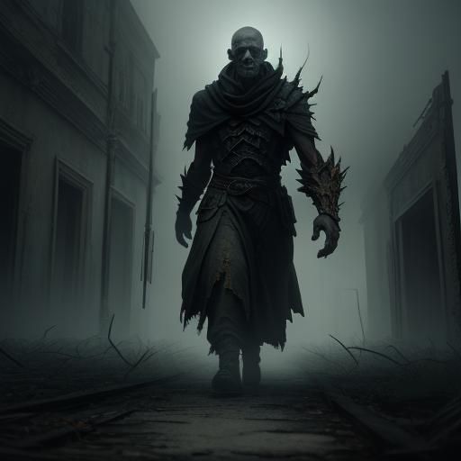 Ancient Figure in Abandoned Asylum: Dark Fantasy Art