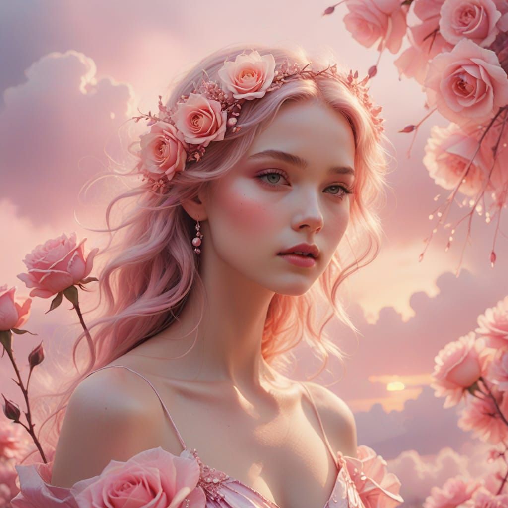 Ethereal Pink Landscape in Dreamcore Art Style
