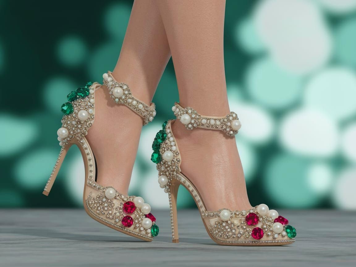 Luxury Bejeweled Heels in Haute Couture Style