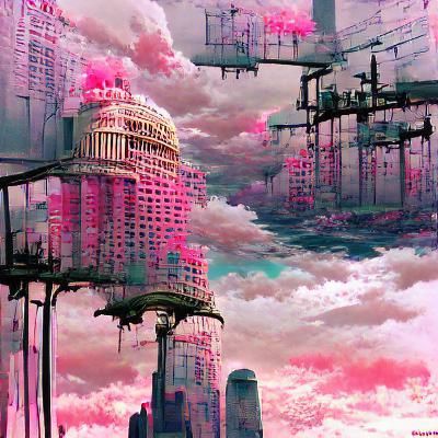 Dystopian Cityscape: A Blend of Beauty and Decay