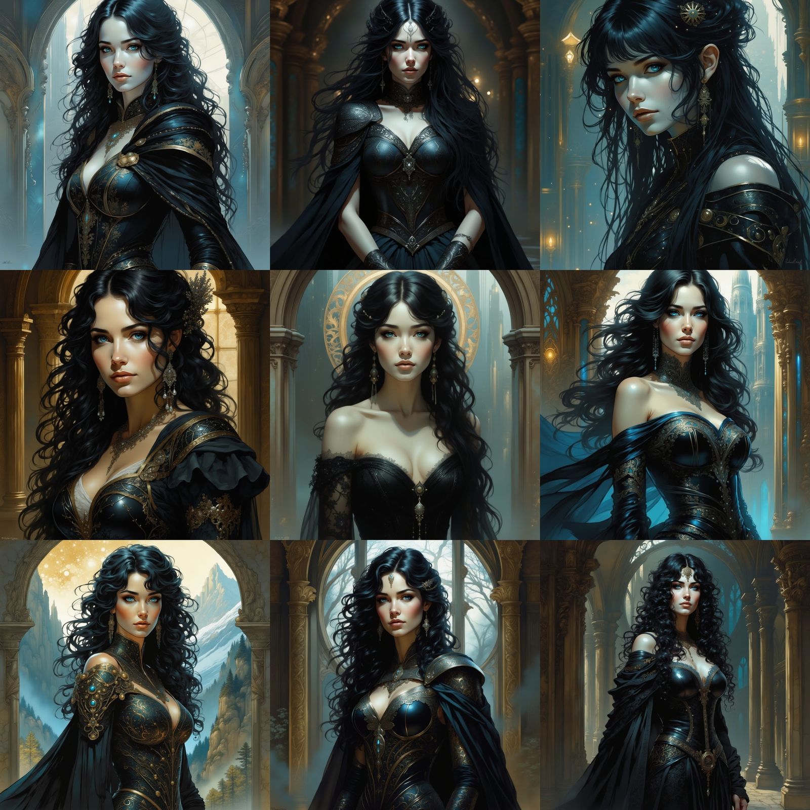 Attractive Woman in Medieval Clothing with Inked Style