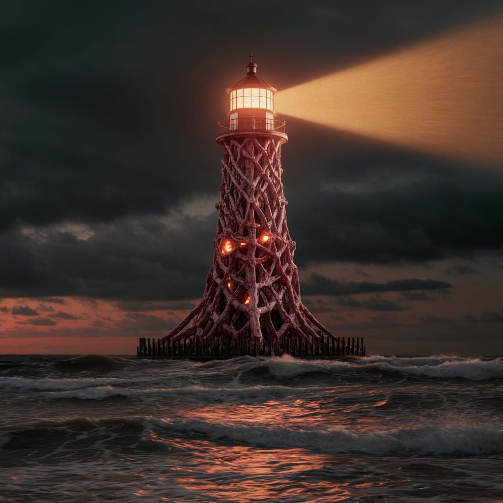Flesh and Bone Lighthouse with Glowing Eye