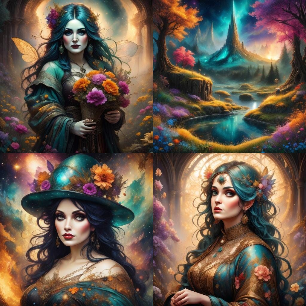 Ethereal Gothic Fairy in Rustic Oil Painting Style