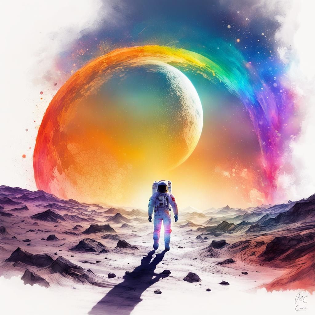 Astronaut walking on the Moon. .