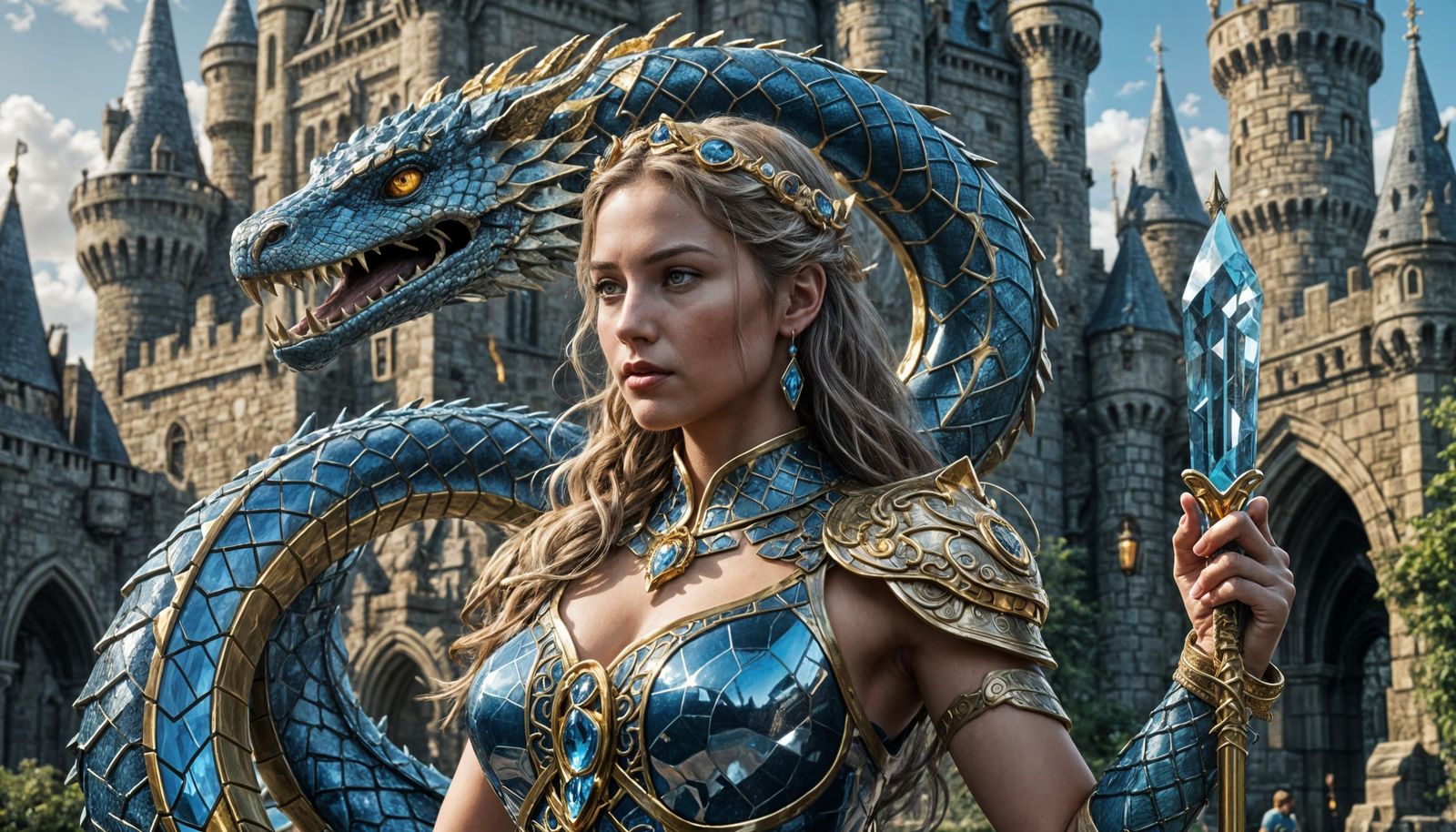 Giant Metal Serpent and Shield Maiden