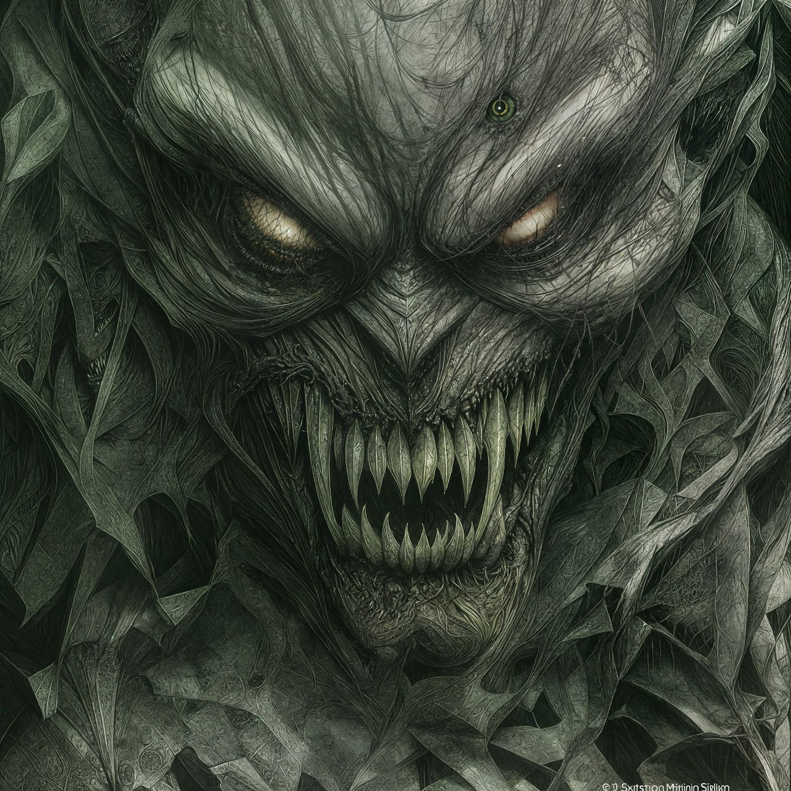 Sinister Gargamel Portrait in Hyperdetailed Charcoal Drawing...