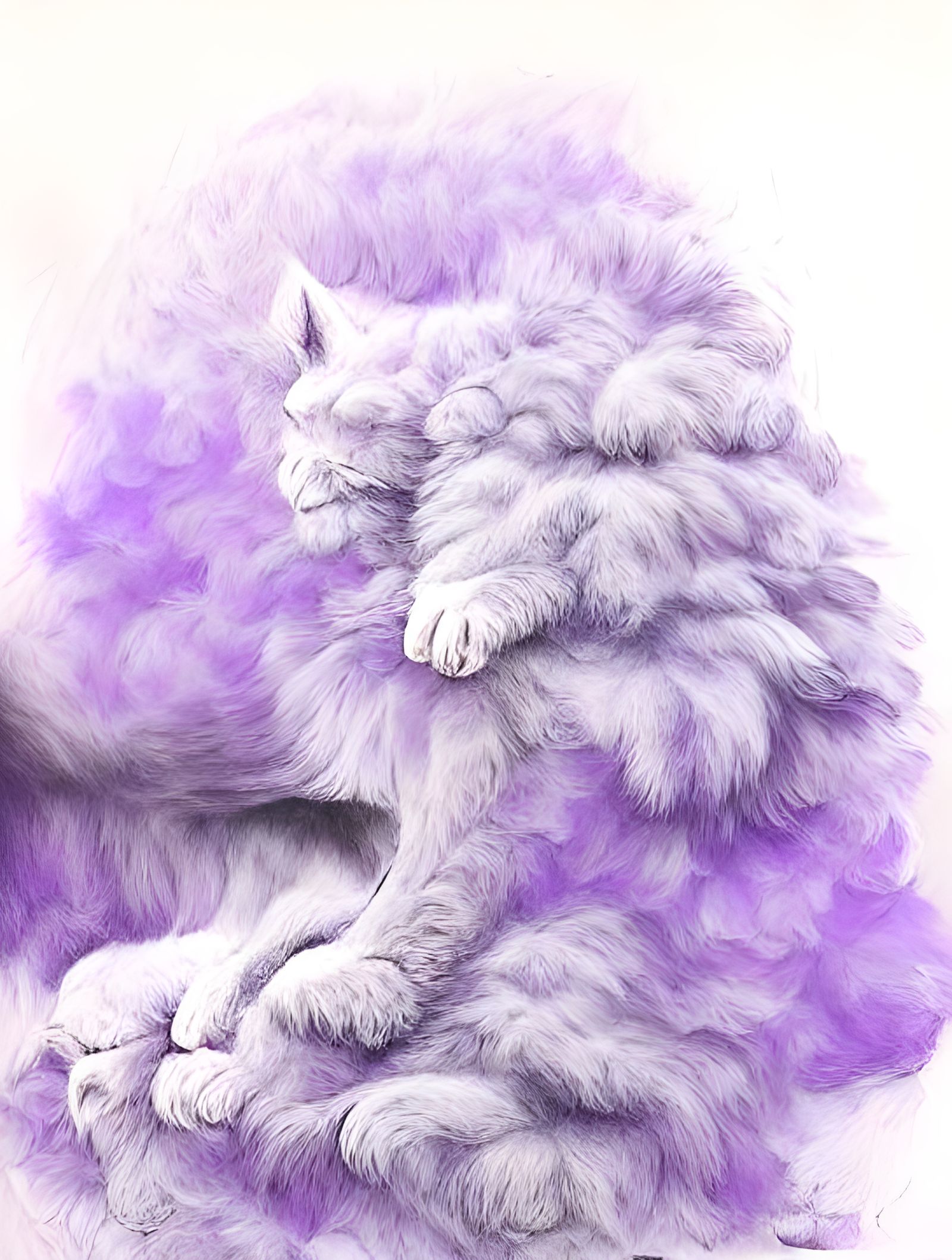 Majestic Lavender Selkirk Rex Cat in Pop Art Style
