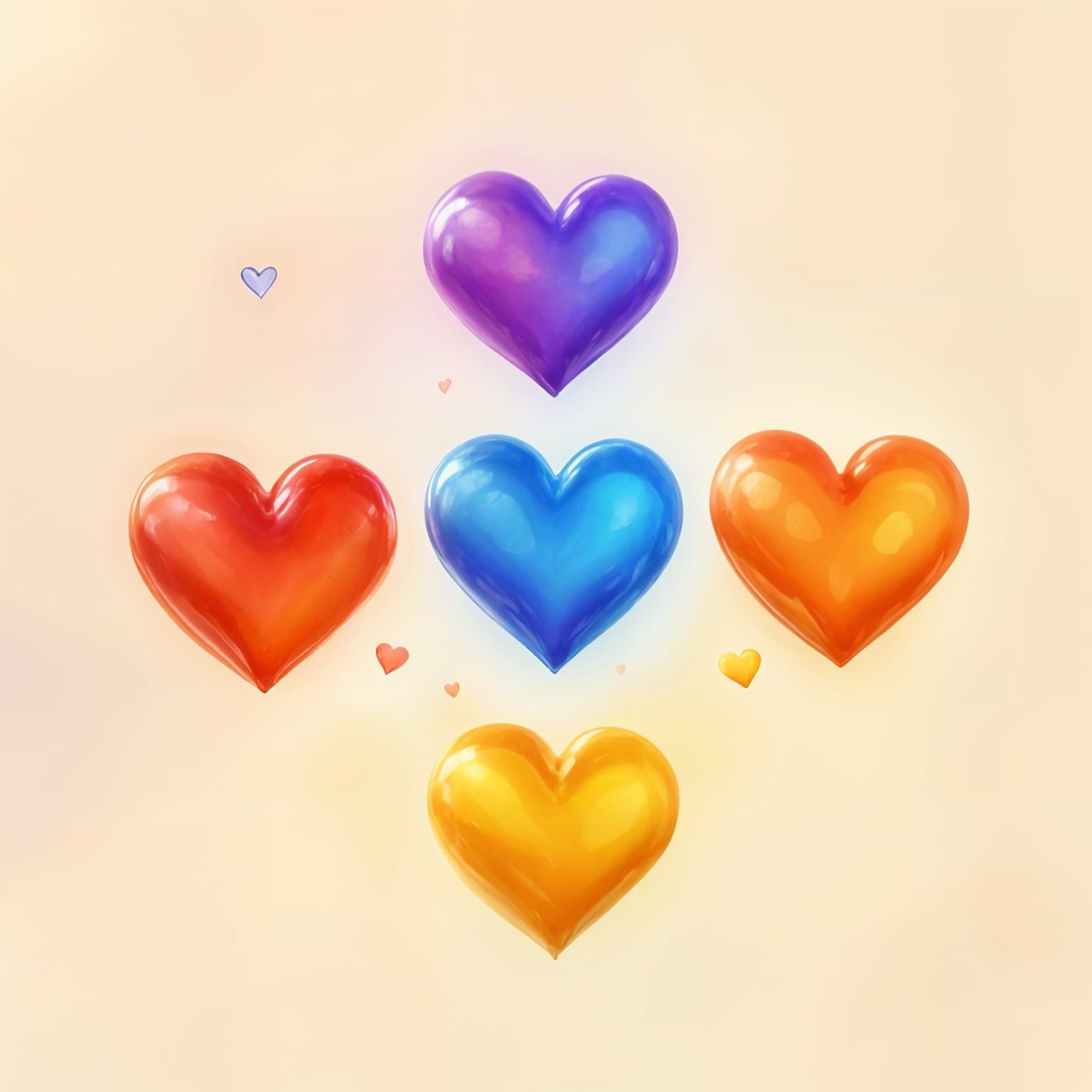 Vibrant Heart Array in Cosmic Colors