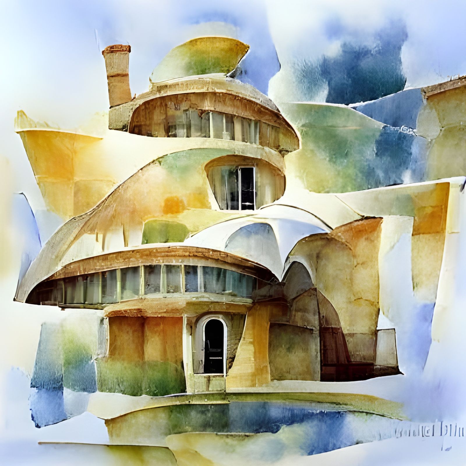 Anthroposophical Architecture in Watercolor Style
