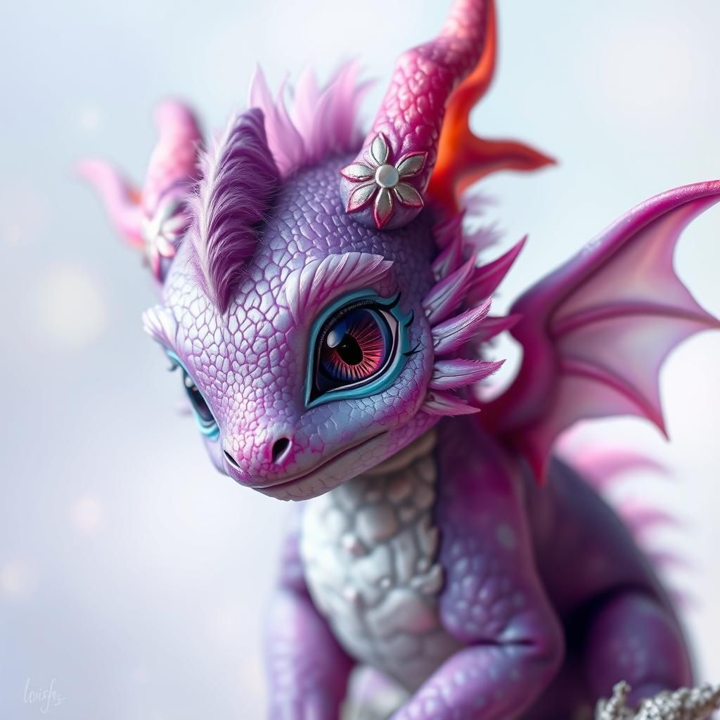 Iridescent Baby Dragon in Dreamy Ethereal Style