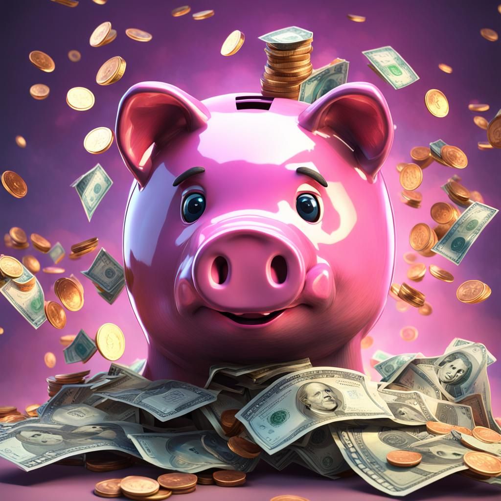 Piggy Bank Portrait in Hyperdetailed Style