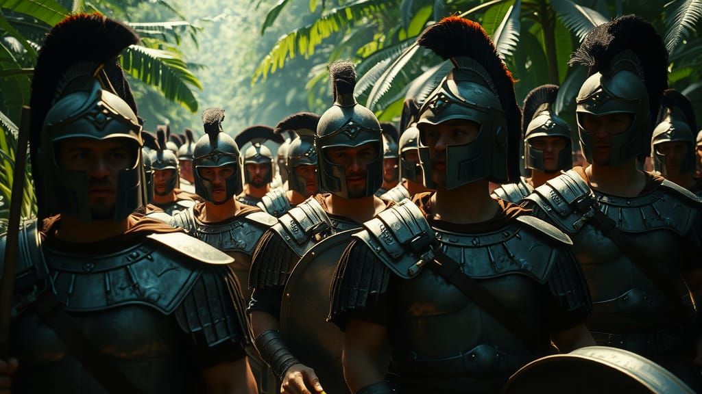 Roman Legionaries March Through Tropical Rainforest