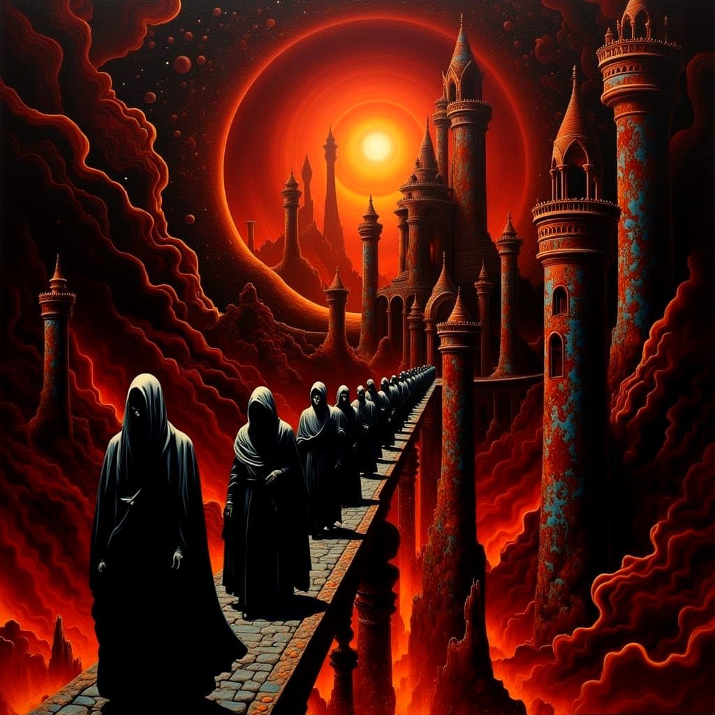 Hades Procession Across Tartarian Bridges in Baroque Style