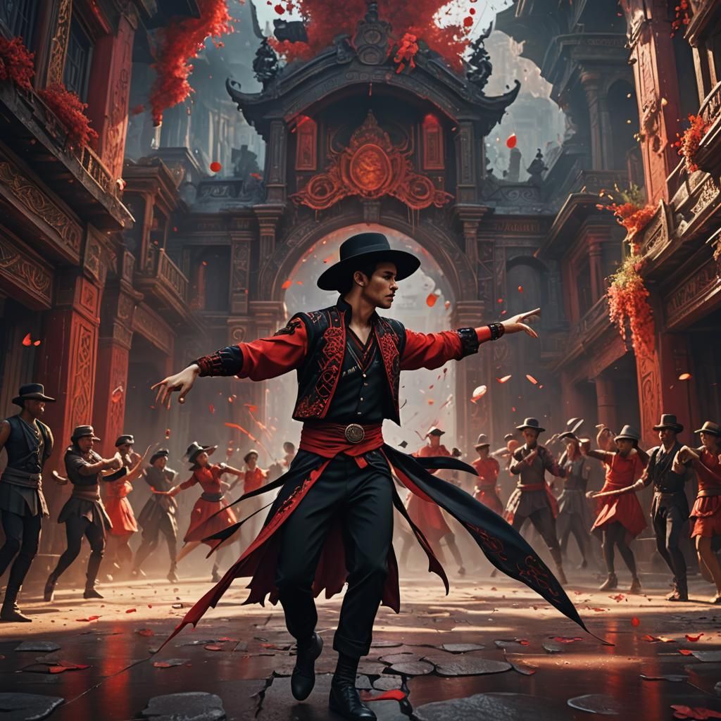 Bolero Dancer in Black and Red: Fantasy Art