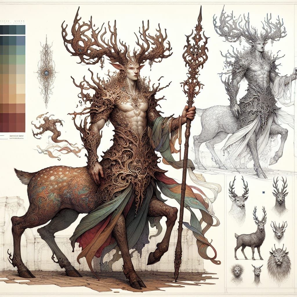 Mystical Deer-Human Hybrid Concept Art