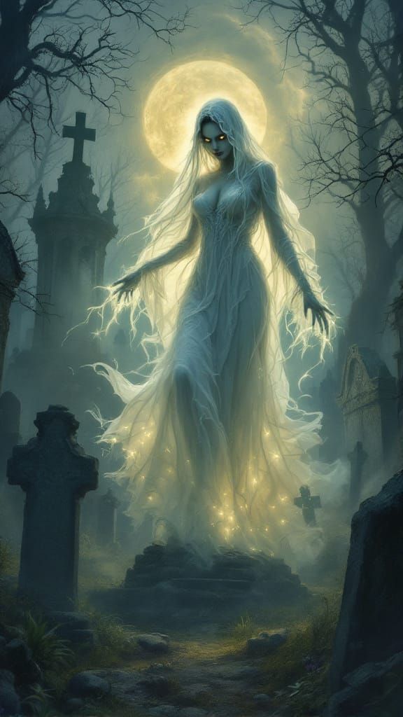 Gothic Female Specter Arises in a Breathtaking, Moody Digita...